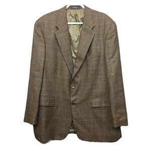 Chaps Ralph Lauren Vintage Wool Tweed Blazer 50 T Glen Plaid Flap Pocket…